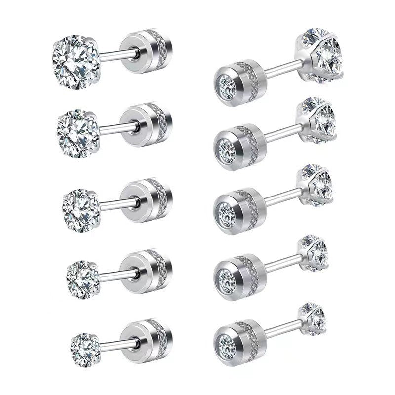 Kristall-Ohrstecker mit Zirkonia-Fassung und Schraubverschluss