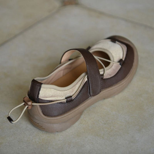 Damen Bequeme Mary-Jane-Sneaker mit Klettverschluss, elastischer Schnürung und profilierter Gummisohle Shop Nory