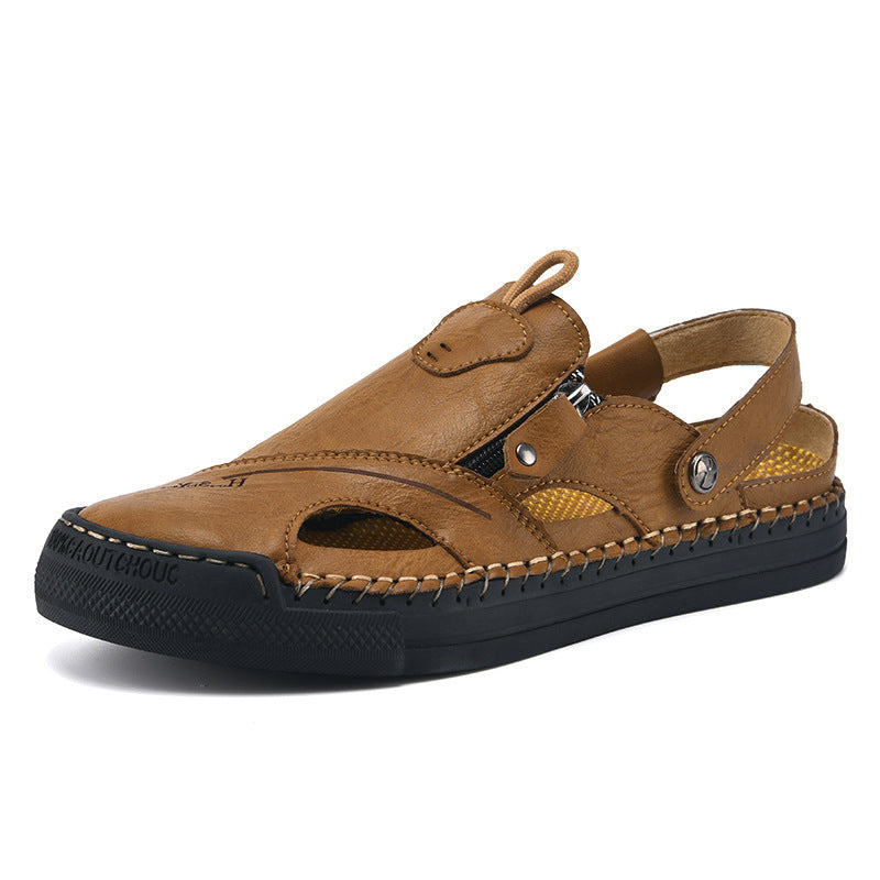 Herren Atmungsaktive und bequeme Leder-Sandalen mit verstellbarem Riemensystem