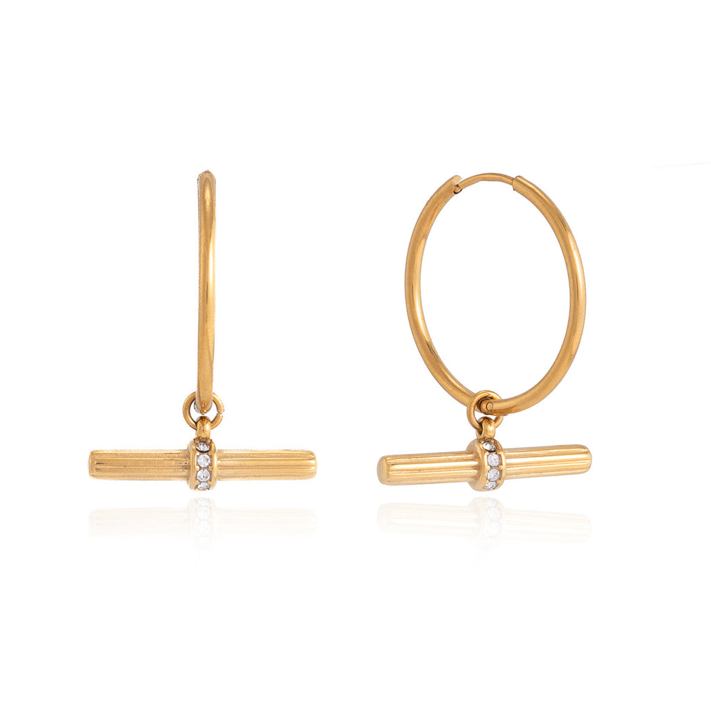 Damen Creolen-Ohrringe mit elegantem graviertem Design und hypoallergener Edelstahlverarbeitung Shop Nory