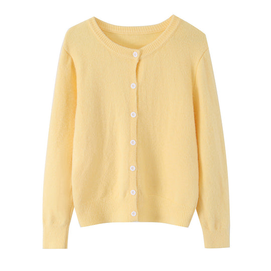 Damen Feinstrick-Cardigan mit Rundhalsausschnitt, durchgehender Knopfleiste und geripptem Saum Shop Nory