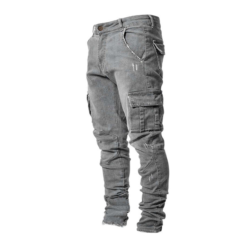 Herren Cargo Jeans im lässigen Design mit strukturierten Taschen