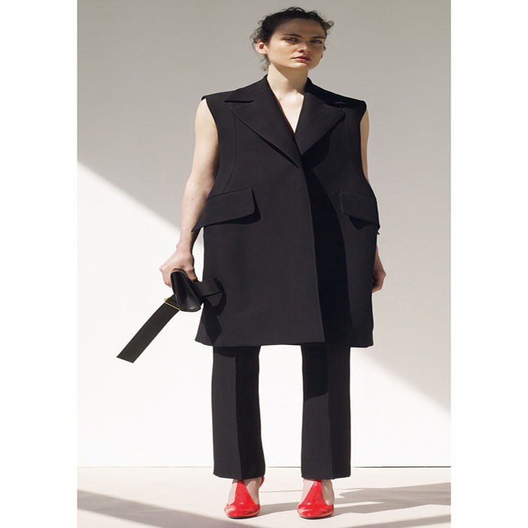 Damen Ärmellose A-Linien Longweste im Oversized Tailoring mit Schalkragen Shop Nory