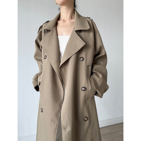 Damen Oversize Mantel im Trench-Stil mit Raglanärmeln und doppelreihiger Knopfleiste Shop Nory