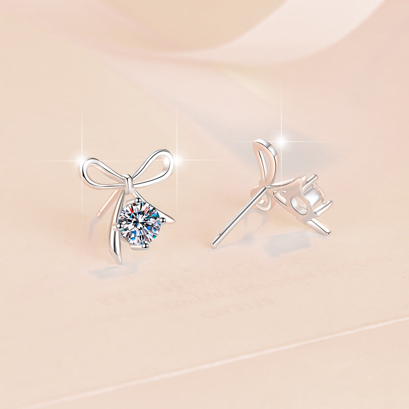 Damen Ohrstecker im Schleifen-Design mit funkelndem Kristall Shop Nory