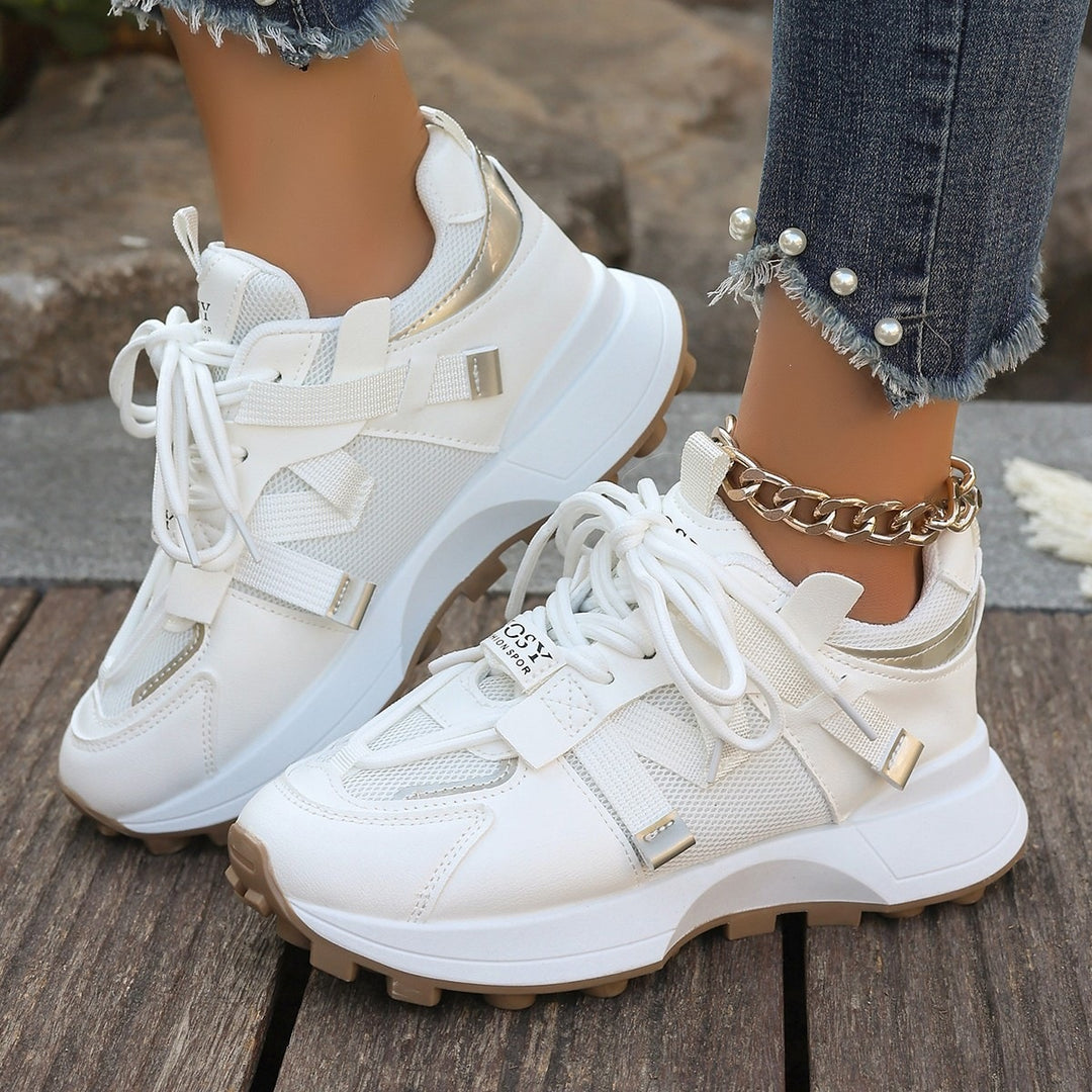 Damen Chunky-Plateau-Sneaker mit atmungsaktivem Mesh und montierten Riemen Shop Nory