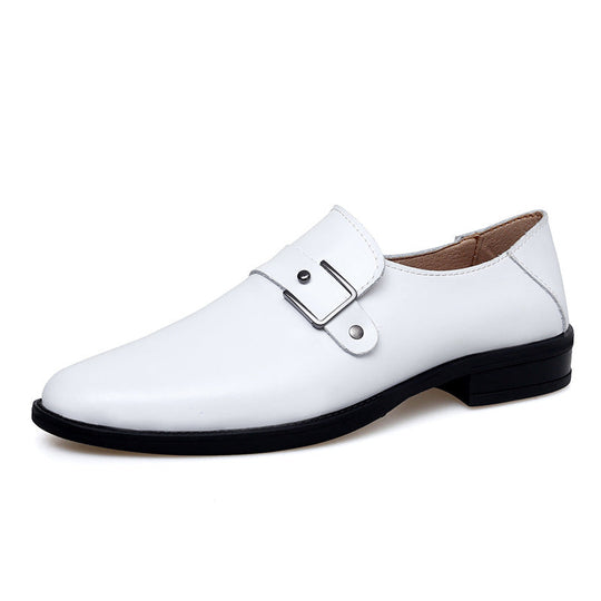 Herren eleganter Leder Slipper mit dekorativem Riemen