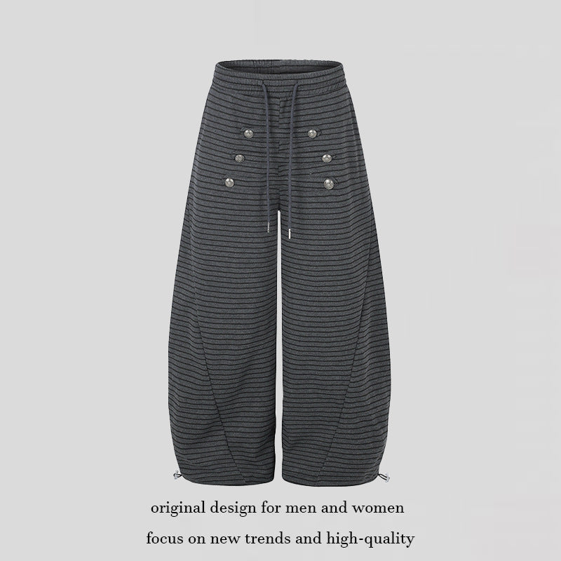 Damen Weite Palazzo-Culotte-Sweathose mit Tunnelzugbund und Zierknopfleiste Shop Nory