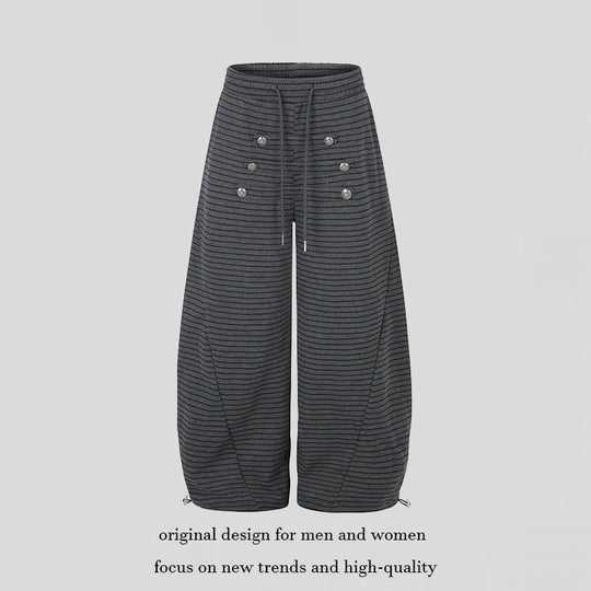 Damen Weite Palazzo-Culotte-Sweathose mit Tunnelzugbund und Zierknopfleiste Shop Nory