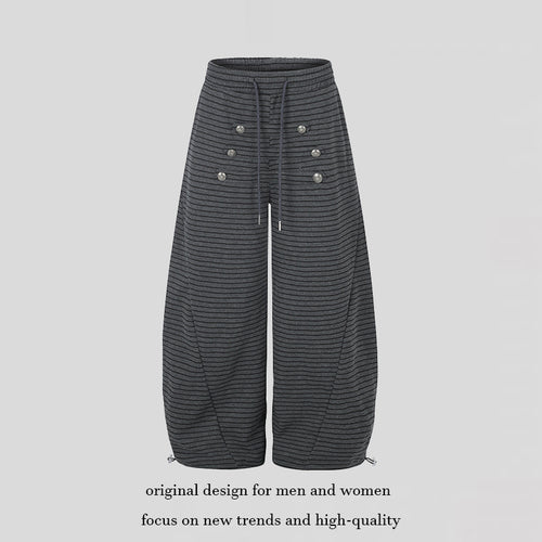 Damen Weite Palazzo-Culotte-Sweathose mit Tunnelzugbund und Zierknopfleiste Shop Nory