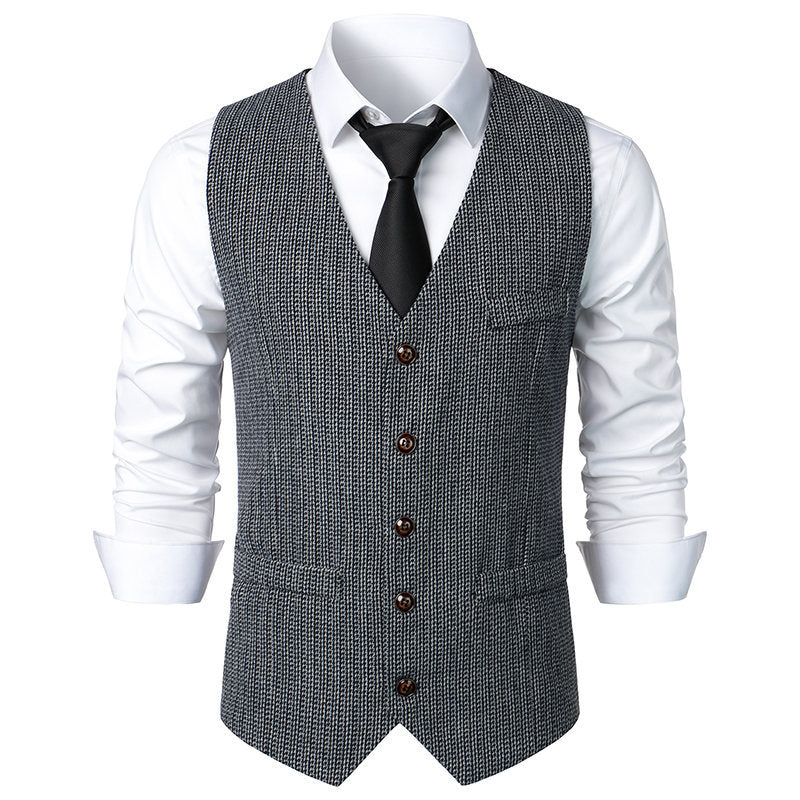 Herren Taillierte Strickweste mit V‑Ausschnitt und durchgehender Knopfleiste Shop Nory