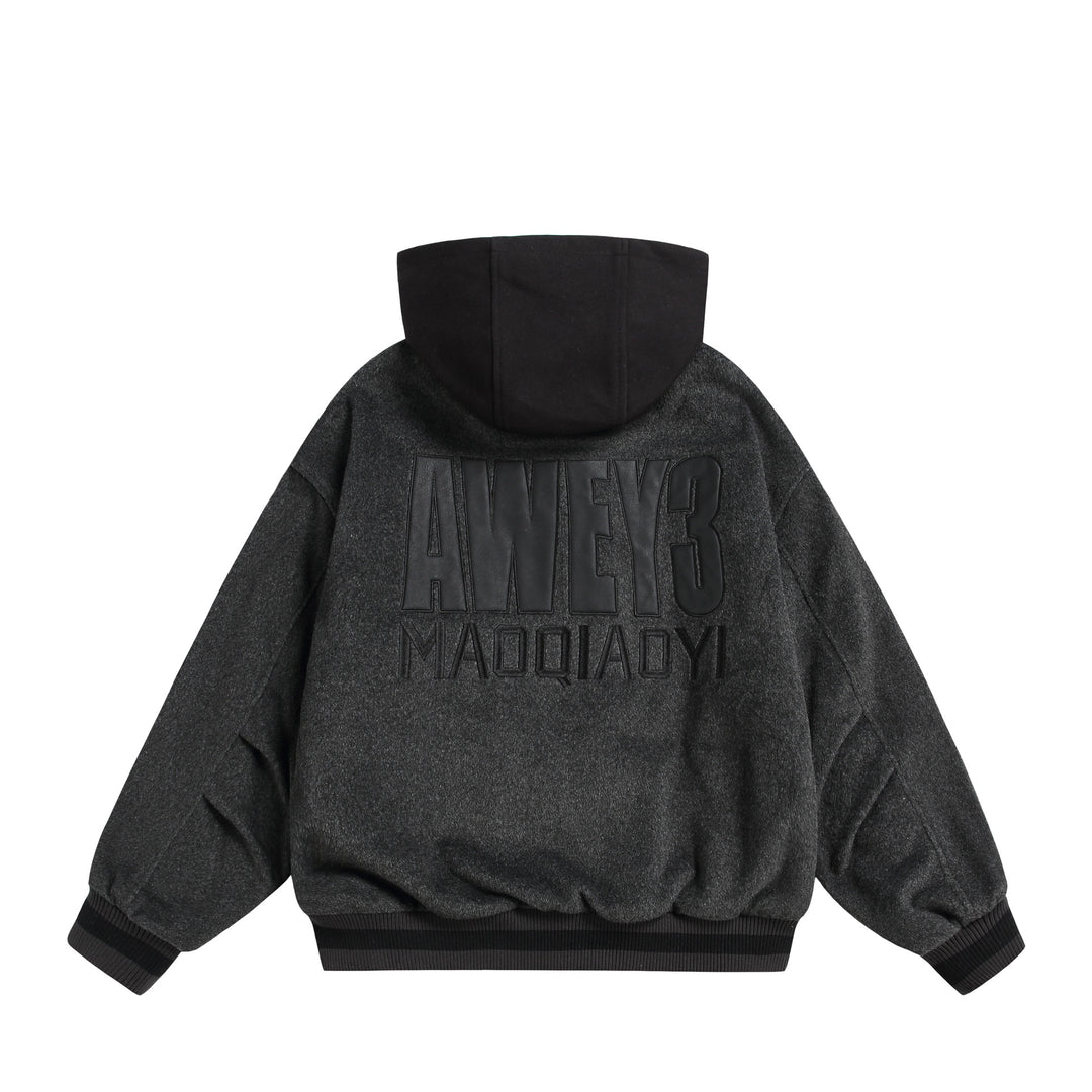 Unisex Oversize Fleece-Bomberjacke mit Kontrastkapuze Shop Nory
