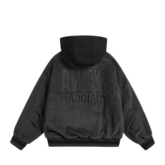 Unisex Oversize Fleece-Bomberjacke mit Kontrastkapuze Shop Nory