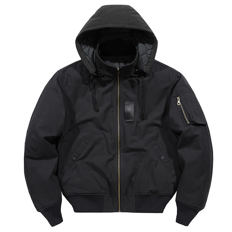 Herren multifunktionale Feldjacke im Bomberstil mit Kapuze und Ärmel-Tasche Shop Nory