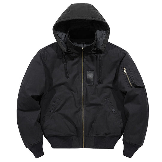 Herren multifunktionale Feldjacke im Bomberstil mit Kapuze und Ärmel-Tasche Shop Nory
