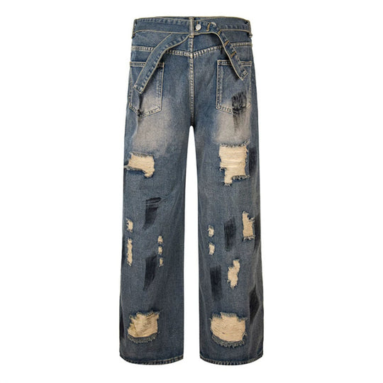 Damen Weite Destroyed-Jeans mit hohem Bund, Used‑Wash und Ballonsaum Shop Nory