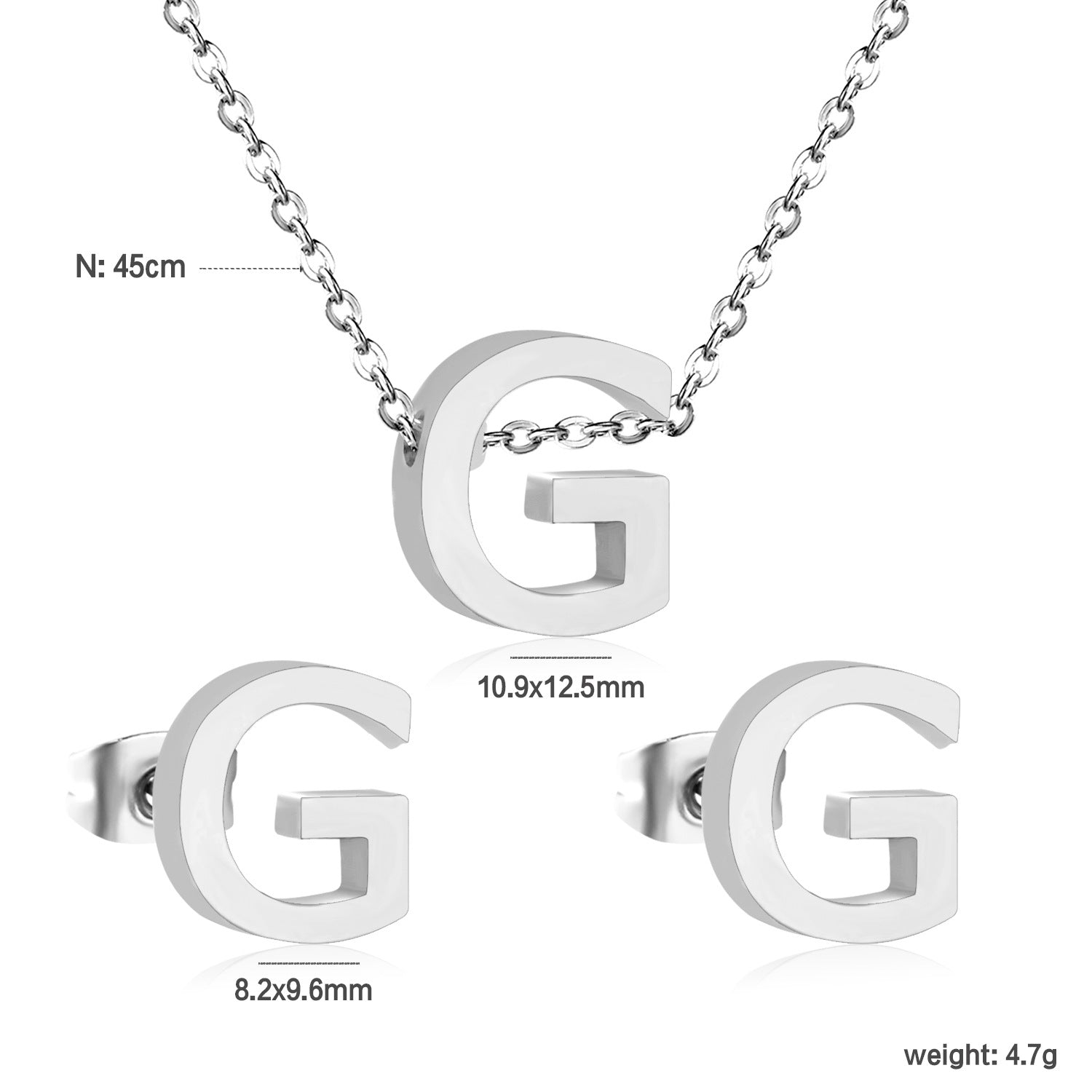 Damen Schmuckset mit K-Anhänger und passenden Ohrsteckern Shop Nory
