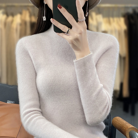 Damen Schlanker Feinstrick-Mockneckpullover aus feinem Angora‑Mix Shop Nory