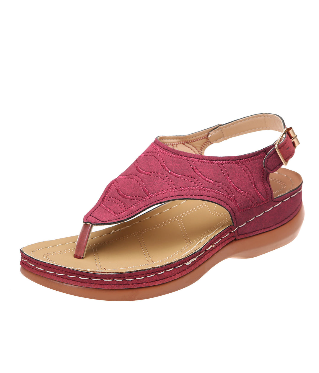 Damen Keil-Sandalette mit verstellbarem Fersenriemen und gesteppter Wildlederoptik Shop Nory