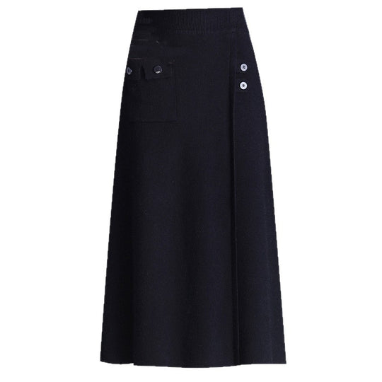 Damen Eleganter Maxirock mit praktischen Taschen und Knopfdetails Shop Nory