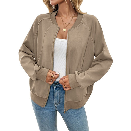 Damen Lässige Bomberjacke mit seitlichen Taschen Shop Nory