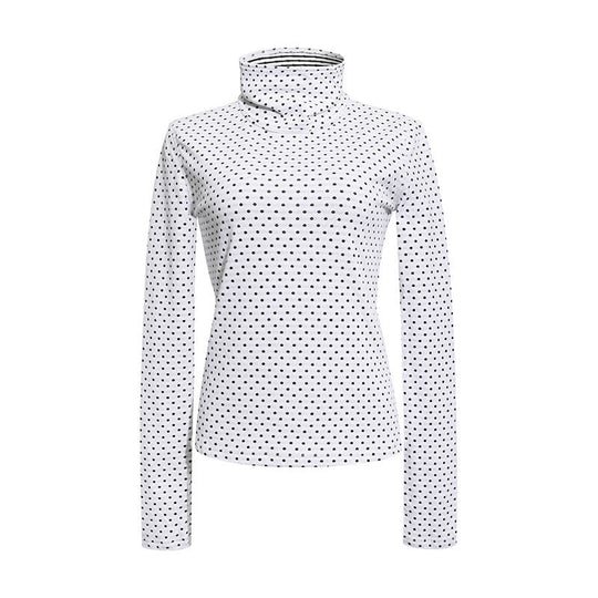 Damen Rollkragen-Feinstrickshirt mit Punktmuster und elastischem Jersey Shop Nory