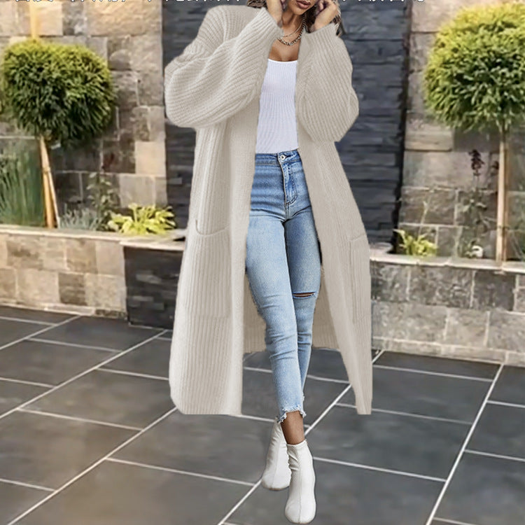 Damen Großer Strickmantel mit tiefen Taschen und lässigem Schnitt