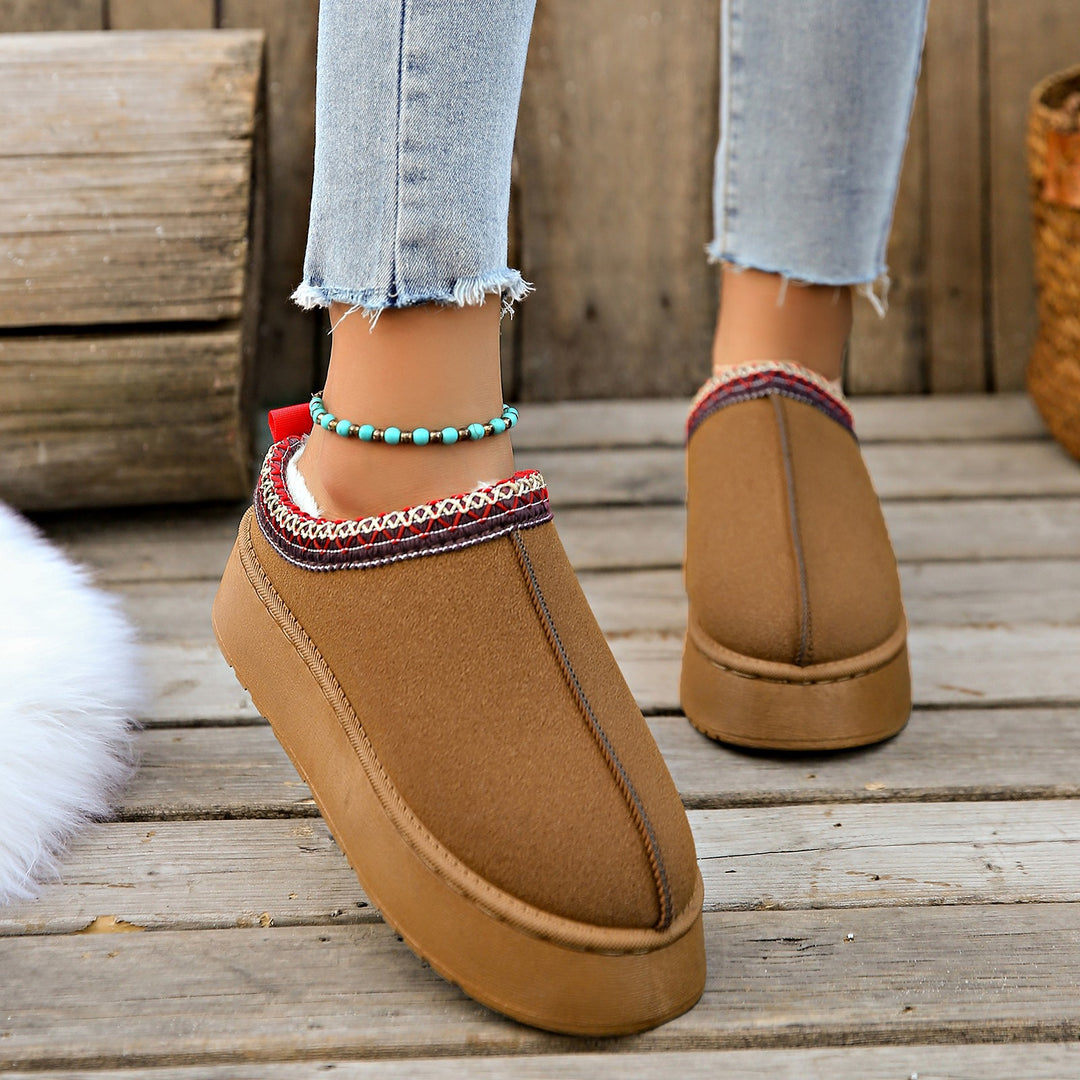 Damen Gefütterte Hausschuhe-Mules mit Teddyfutter und dekorativem Strickbesatz Shop Nory