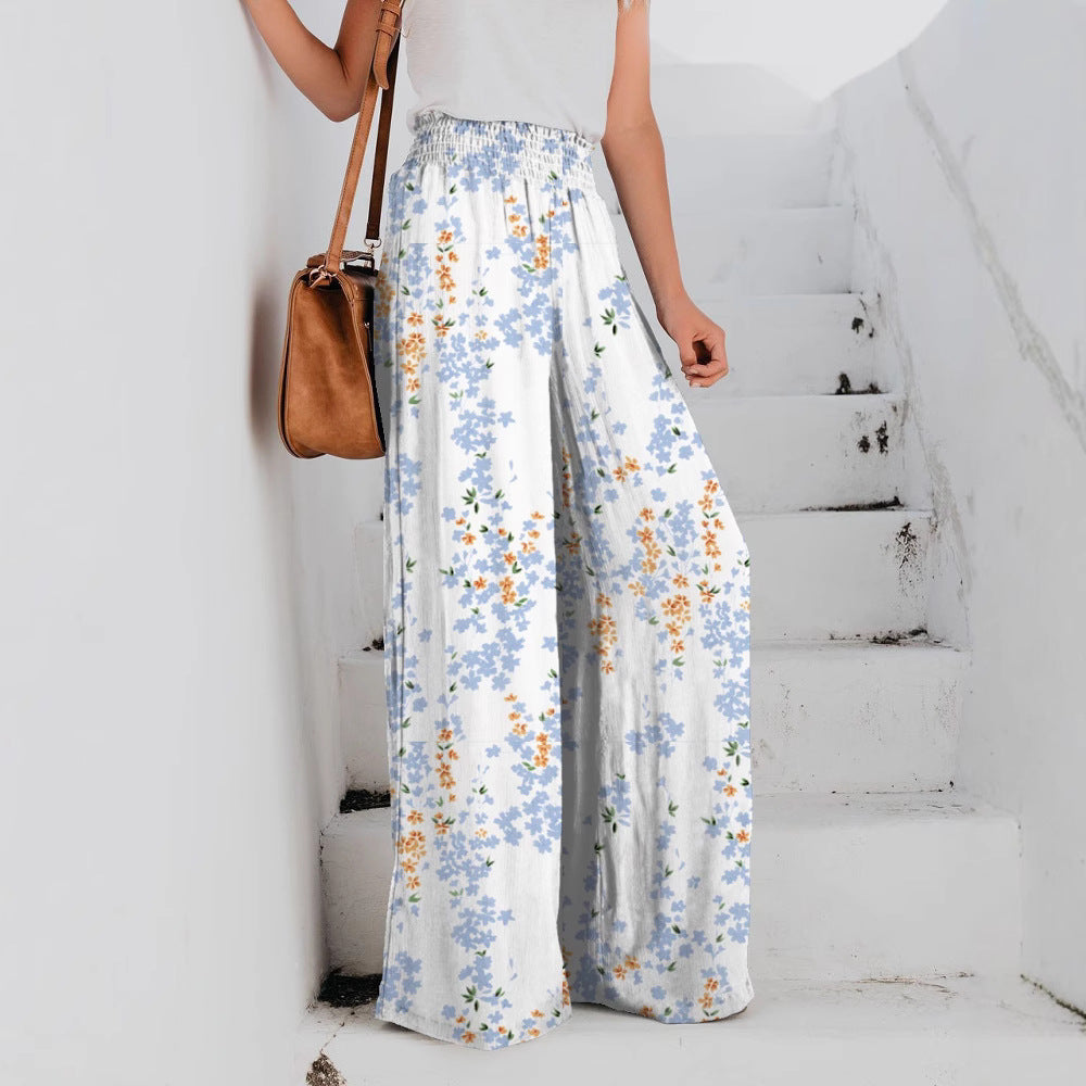 Damen Blumendruck Weite Hosen