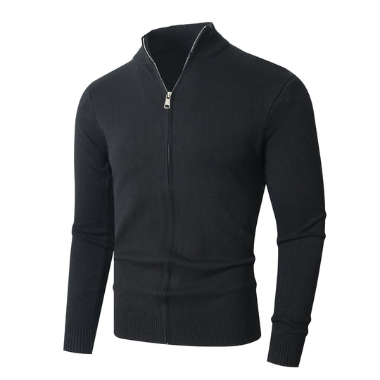 Herren Slim-Fit Feinstrick-Cardigan mit Zweifach-Reißverschluss und Stehkragen Shop Nory