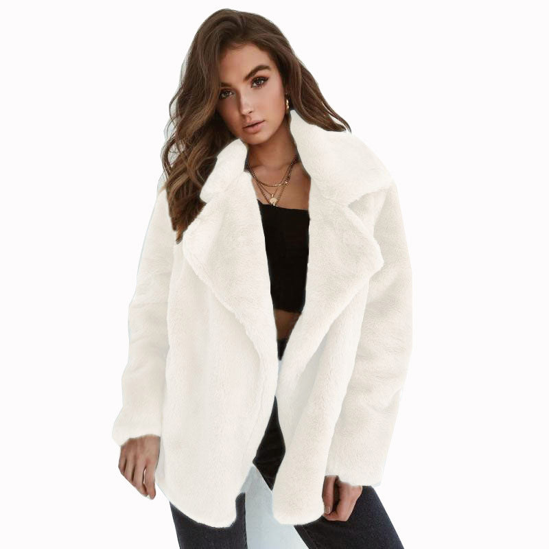 Damen Kuscheliger Oversized Kunstpelz-Mantel mit großem Reverskragen Shop Nory