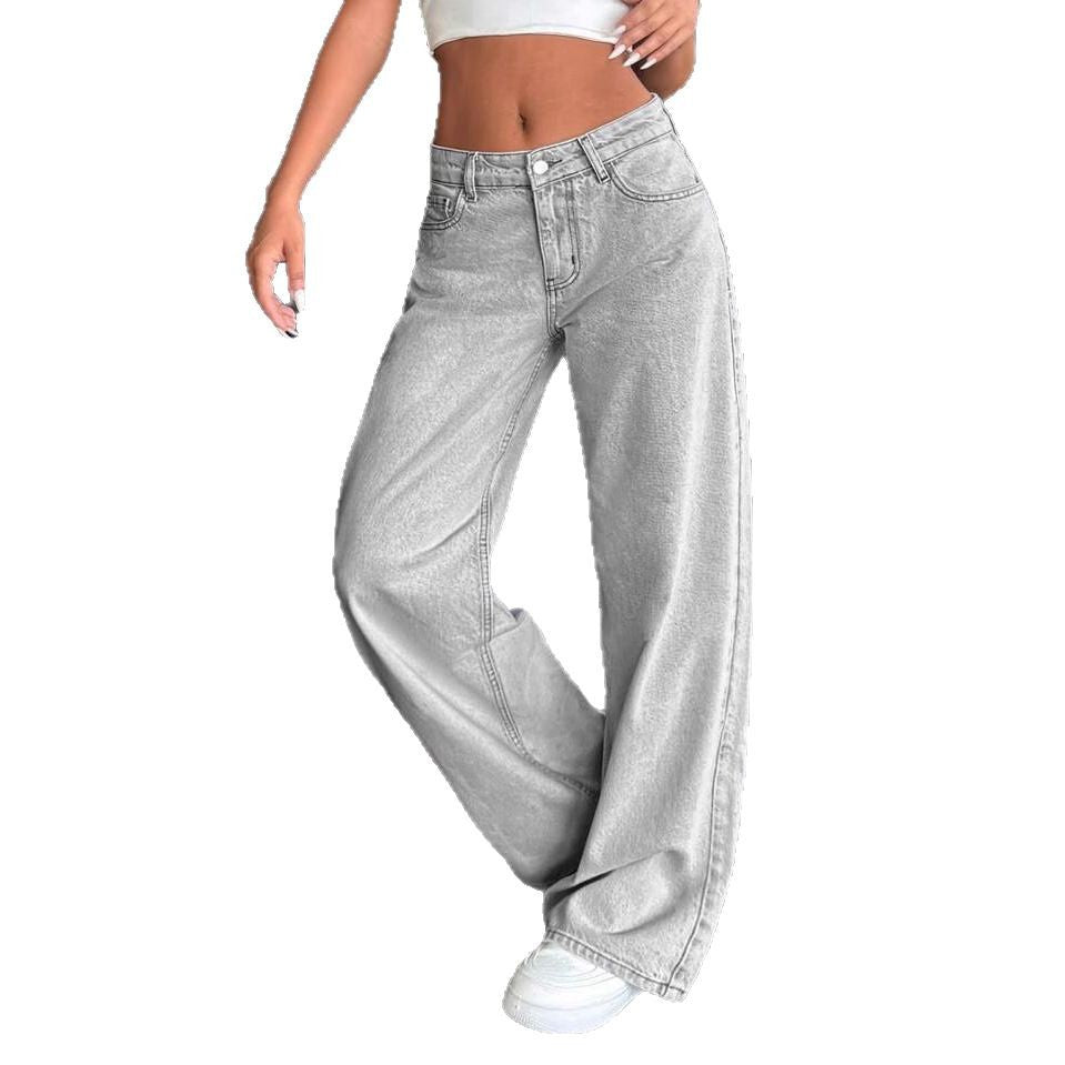 Damen Weite Hochbundjeans im lässigen Schnitt