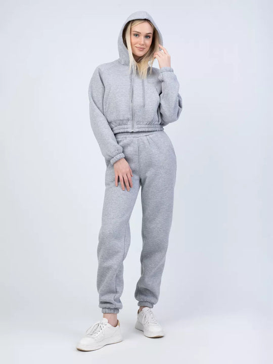 Damen Gekürztes Zip‑Hoodie mit elastischer High‑Waist Jogginghose Shop Nory