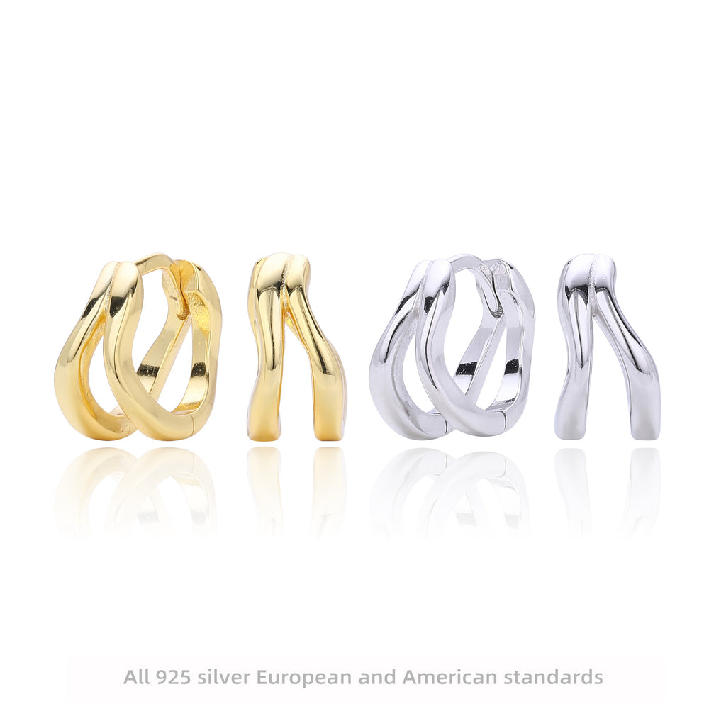 Damen Ohrringe mit modernem, geschwungenem Design aus 925 Sterling Silber Shop Nory