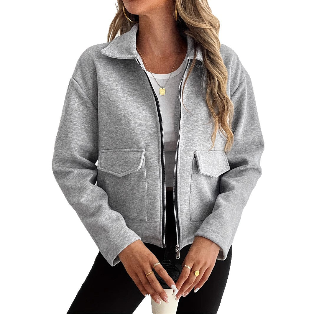 Damen Modische Fleecejacke mit Reißverschluss