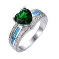 Damen Ring mit herzförmigem smaragdgrünem Stein und feinen Zirkonia-Details Shop Nory