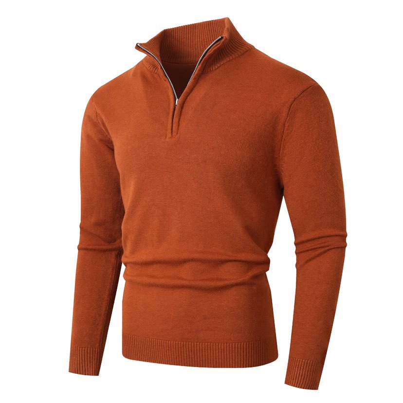 Herren Strickpullover mit modernem Stehkragen und hochwertigem Reißverschluss