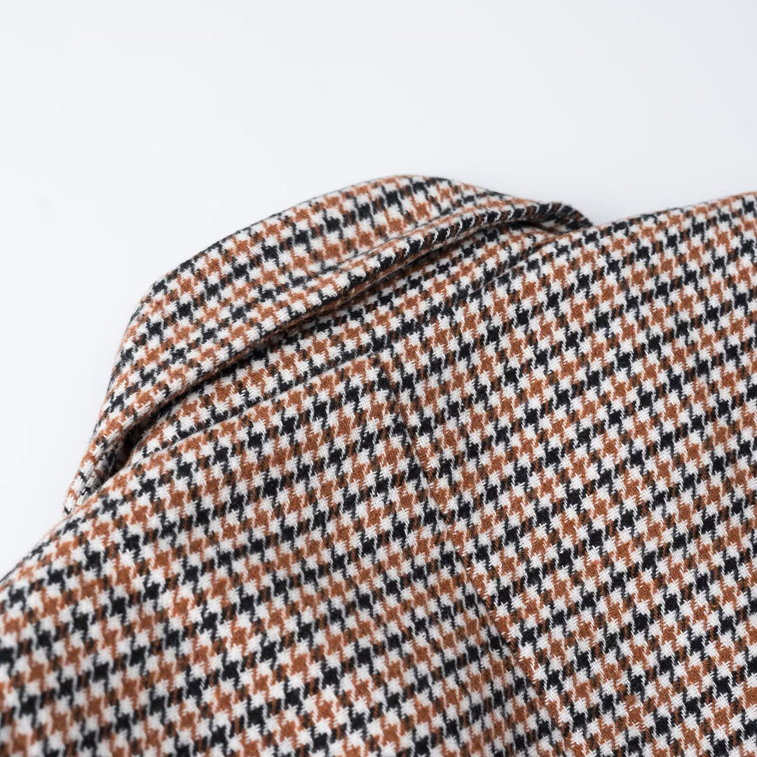 Damen Cropped Blazer im Hahnentritt-Muster mit doppelreihiger Knopfleiste Shop Nory