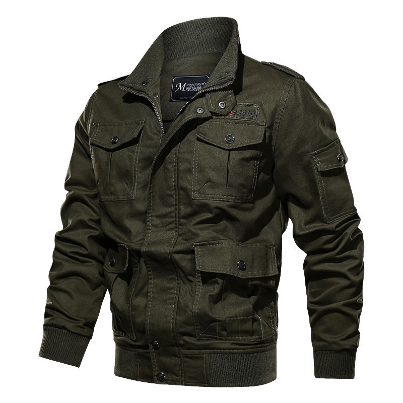 Herren Militärinspirierte Canvas‑Fieldjacke mit Epauletten, Mehrfach‑Taschen und geripptem Bund Shop Nory