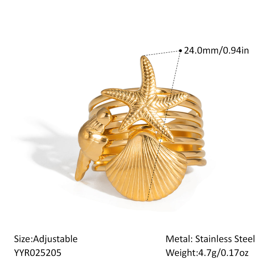 Damen Verstellbarer Sternenhaut Ring mit Edelstahlverarbeitung Shop Nory