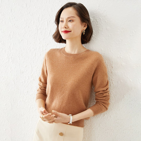 Damen Kurzgeschnittener Feinstrickpullover mit Rundhalsausschnitt und geripptem Bund Shop Nory