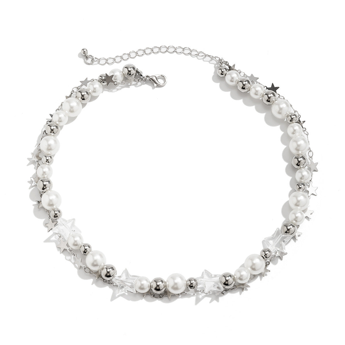 Damen exquisite Halskette mit Sternen und Perlen Shop Nory