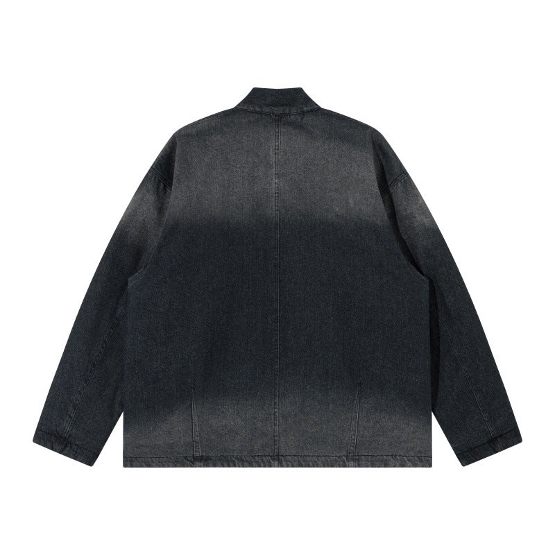 Unisex Jeans-Kimonojacke mit Bindegürtel und gemusterter Futterung Shop Nory