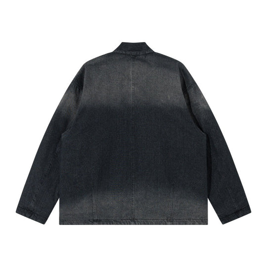 Unisex Jeans-Kimonojacke mit Bindegürtel und gemusterter Futterung Shop Nory