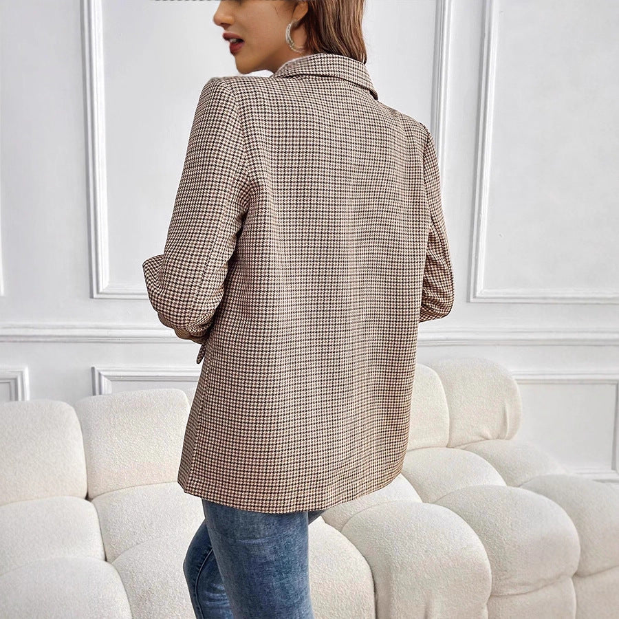 Damen Glencheck-Blazer im Oversize-Schnitt mit Paspeltaschen und leicht gepolsterten Schultern Shop Nory