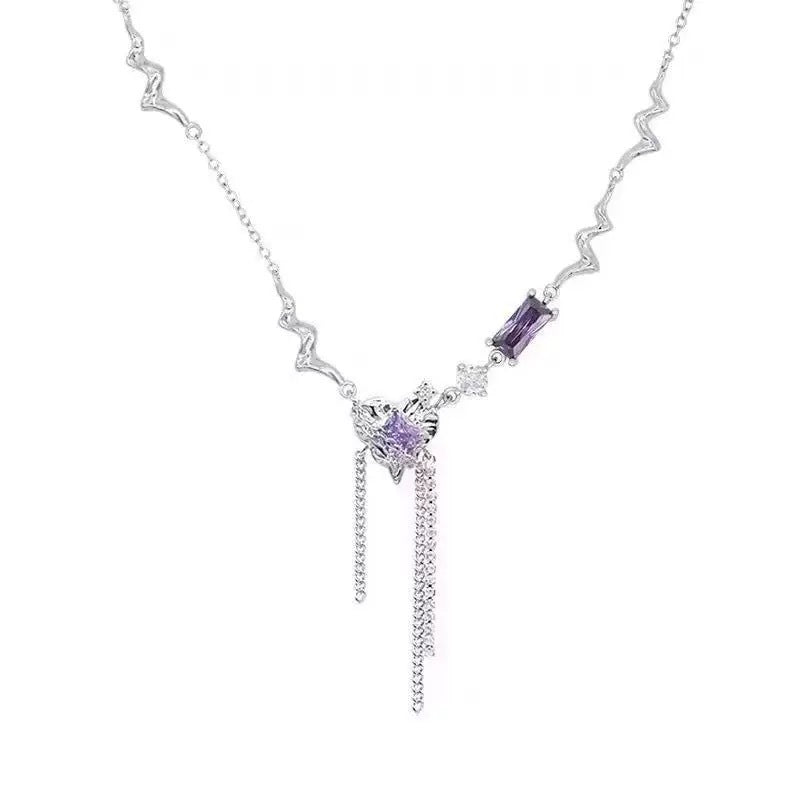 Damen Zarte Halskette mit funkelnden Kristallelementen Shop Nory