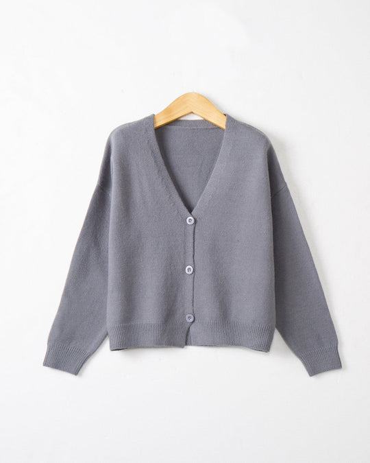 Damen Strickjacke mit V-Ausschnitt und Knopfdetails