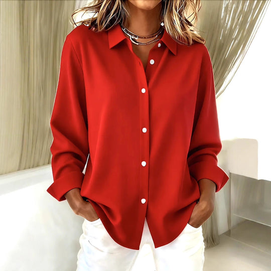Damen Oversize-Bluse mit klassischem Kragen und verdeckter Knopfleiste Shop Nory