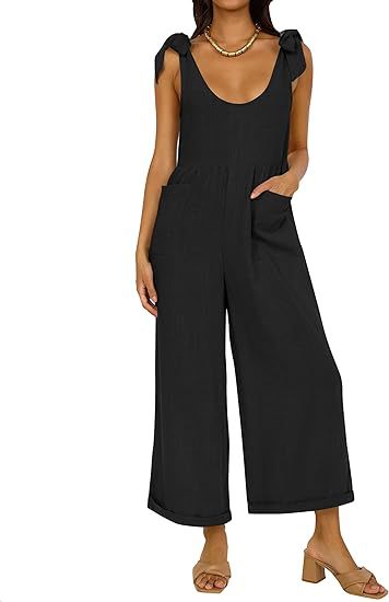 Damen Lässiger Jumpsuit mit verstellbaren Trägern und weitem Bein