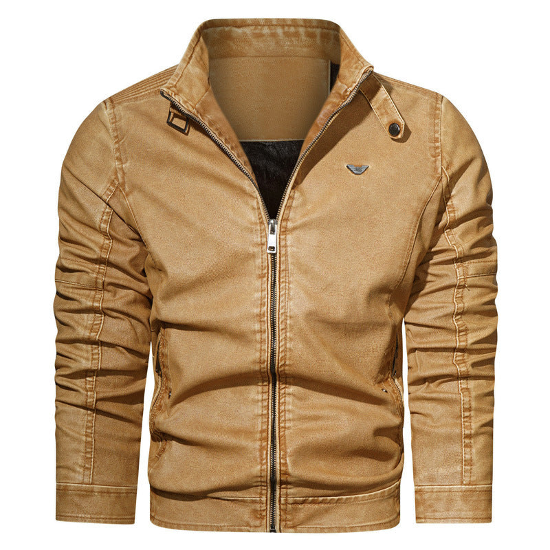 Herren Denim-Blouson im Aviator-Look mit hochschließendem Stehkragen, Zierfaltenärmeln und verdeckten Reißverschlusstaschen Shop Nory